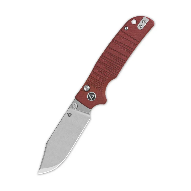 Durable hiking compass-QSP Kali Button Lock Pocket Knife 14C28N Blade Dark Red G10 Handle