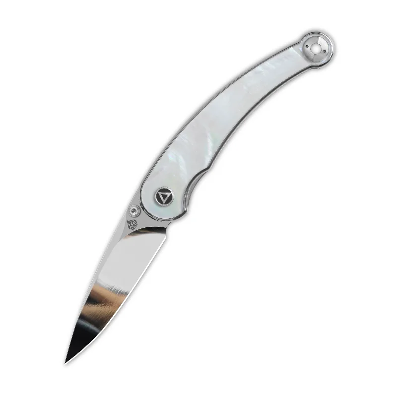 Quick-release hiking belt-QSP Dolphin Liner Lock Pocket Knife 14C28N Blade White pearl shell Handle