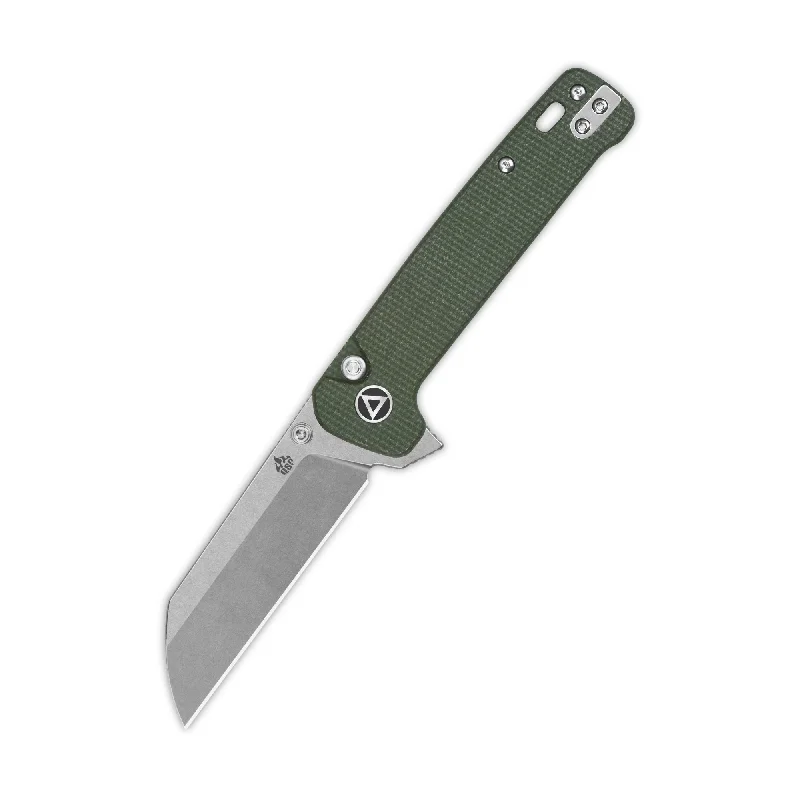 Waterproof hiking poncho-QSP Penguin Button Lock Pocket Knife 14C28N Blade Green Micarta Handle