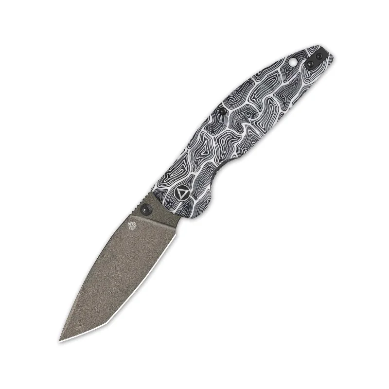 Windproof hiking cap-QSP Turtle Punk Pocket Knife 14C28N Blade Black/White G10 Handle