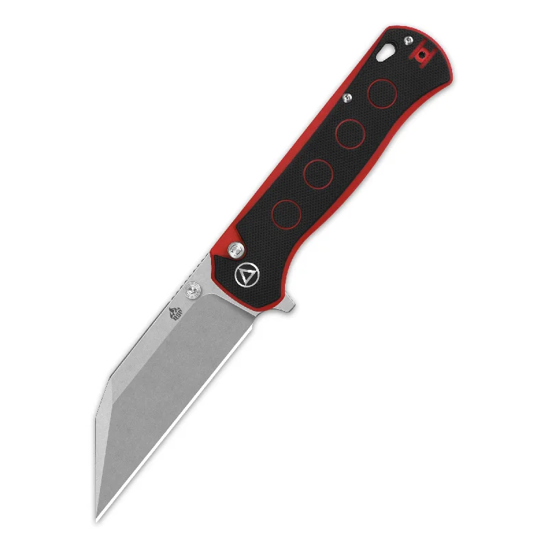 Windproof hiking vest-QSP Swordfish Button Lock Pocket Knife 14C28N blade Black/Red G10 handle