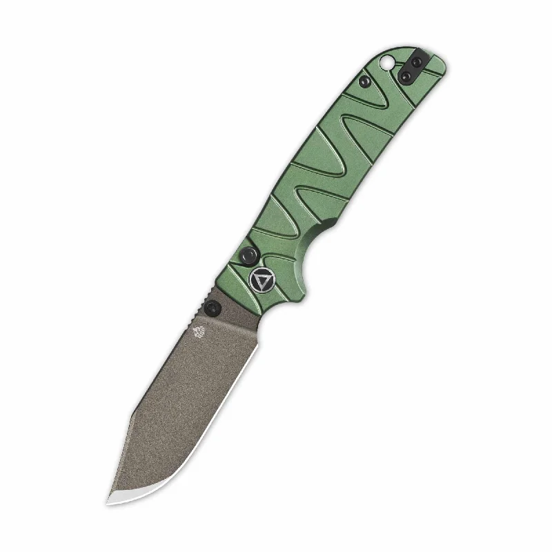 Foldable water jug camping-QSP Kali Button Lock Pocket Knife 14C28N Blade Green Aluminium Handle