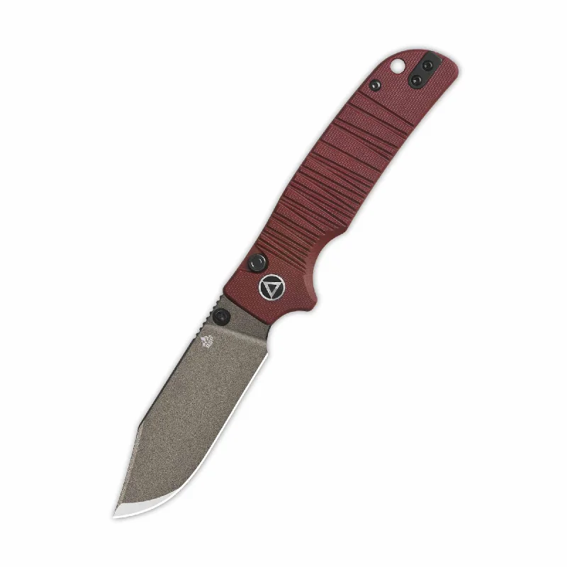 Heavy-duty hiking bag-QSP Kali Button Lock Pocket Knife 14C28N Blade Dark Red G10 Handle