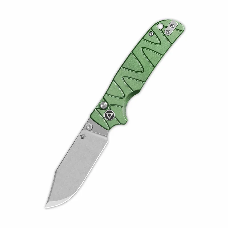 Durable hiking sunglasses-QSP Kali Button Lock Pocket Knife 14C28N Blade Green Aluminium Handle