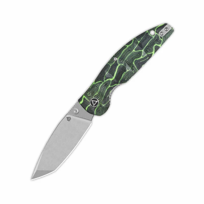 Waterproof camping boots-QSP Turtle Punk Pocket Knife 14C28N Blade Black/Green G10 Handle