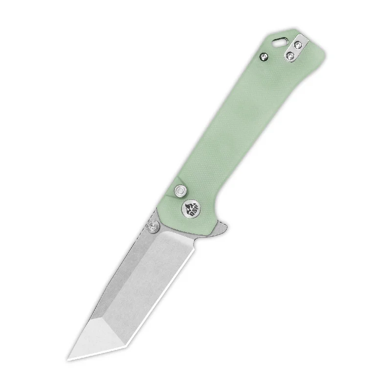 Anti-fatigue hiking shoes-QSP Grebe T Button Lock Pocket Knife 14C28N blade Jade G10 Handle