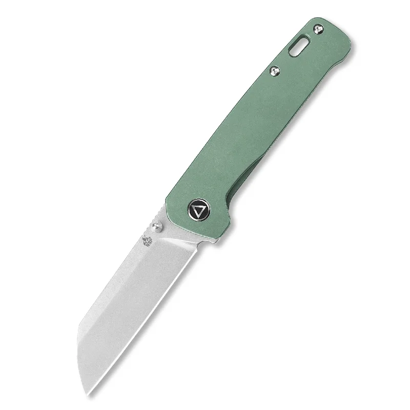 Windproof camping vest-QSP Penguin Frame Lock Pocket Knife 154CM Blade Green Stonewashed Titanium Handle