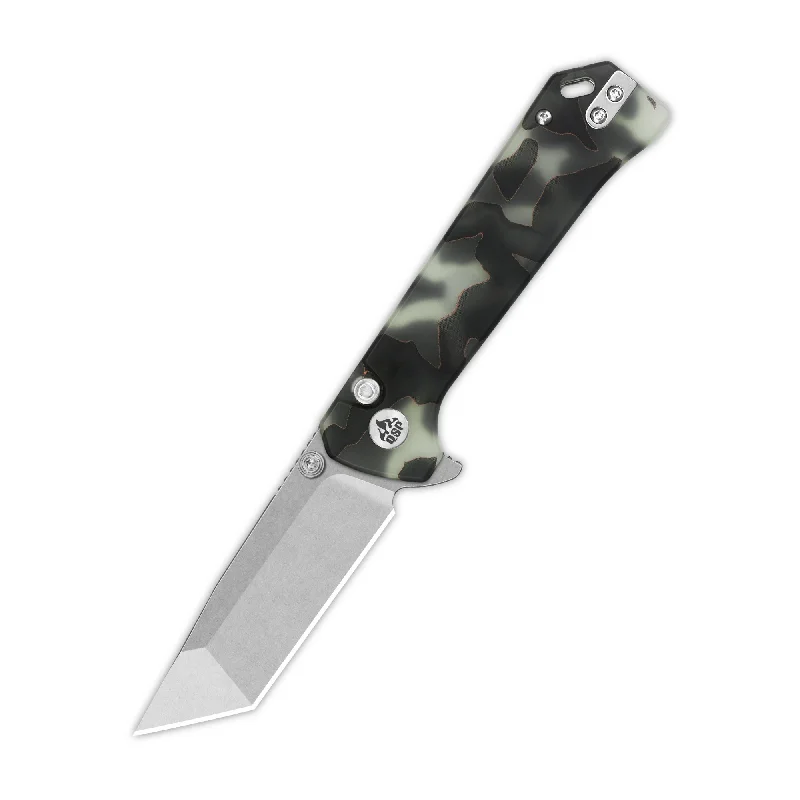 Quick-dry hiking shorts-QSP Grebe T Button Lock Pocket Knife S35VN blade Raffir resin Glow in Dark Handle