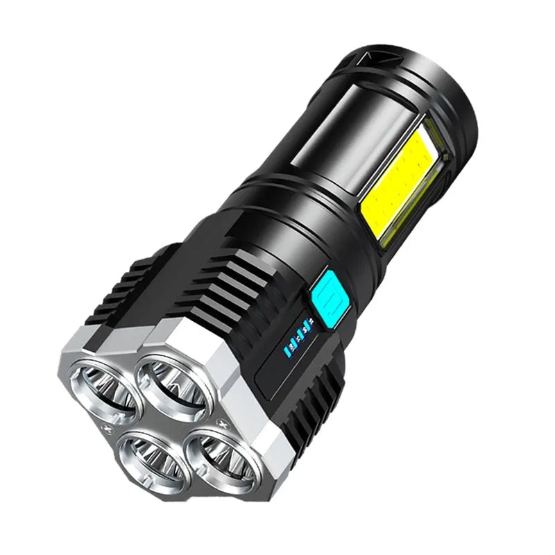 Adjustable hiking backpack-4-core Led Multi-functional Bright Flashlight COB Side Light Outdoor Portable Home USB Rechargeable Flashlight Strong Light