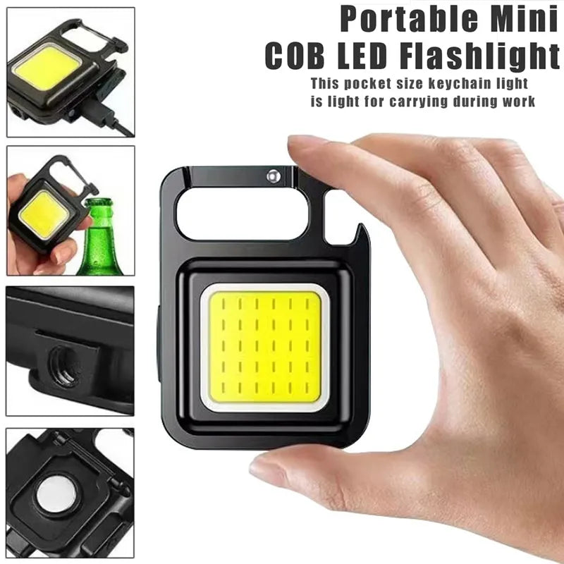 Compact first aid hiking kit-Portable LED Keychain Lights COB Flashlight Outdoor Work Light For Strong Magnetic Bottle Opener Camping Emergency Light