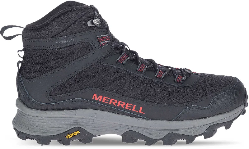 Anti-fatigue hiking shoes-Merrell Moab Speed Thermo Spike Mid Waterproof Mens Walking Boots - Black