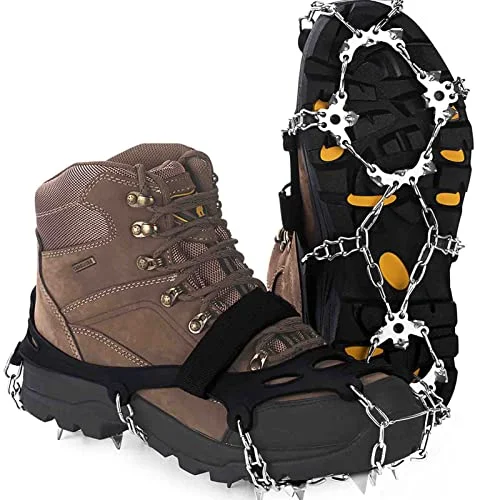 Reflective hiking vest-Upgraded Version of Walk Traction Ice Cleat Spikes Crampons,True Stainless Steel Spikes and Durable Silicone,Boots for Hiking On Ice & Snow Ground,Mountian.