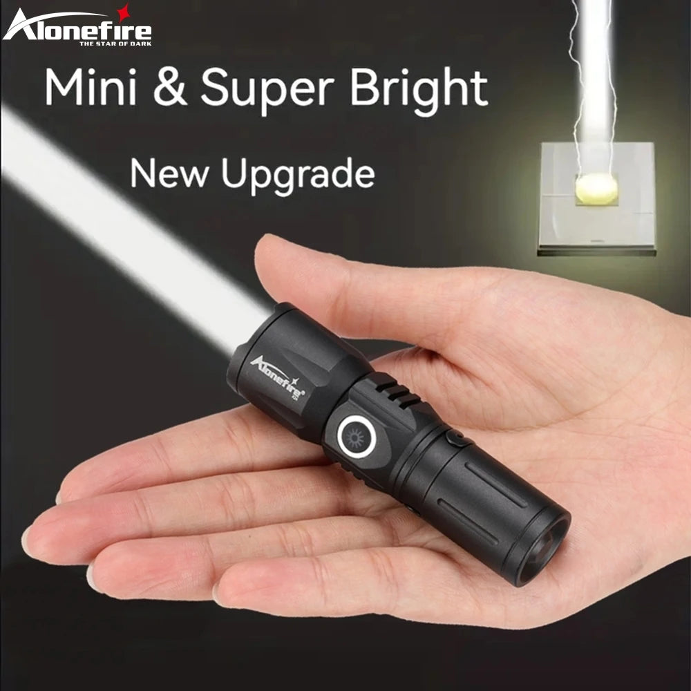 Weatherproof camping sack-Zoom White Beam Light Long Distance Mini Flashlight Type-C Usb Rechargeable Portable Pocket Torch Home Outdoor 16340 Battery