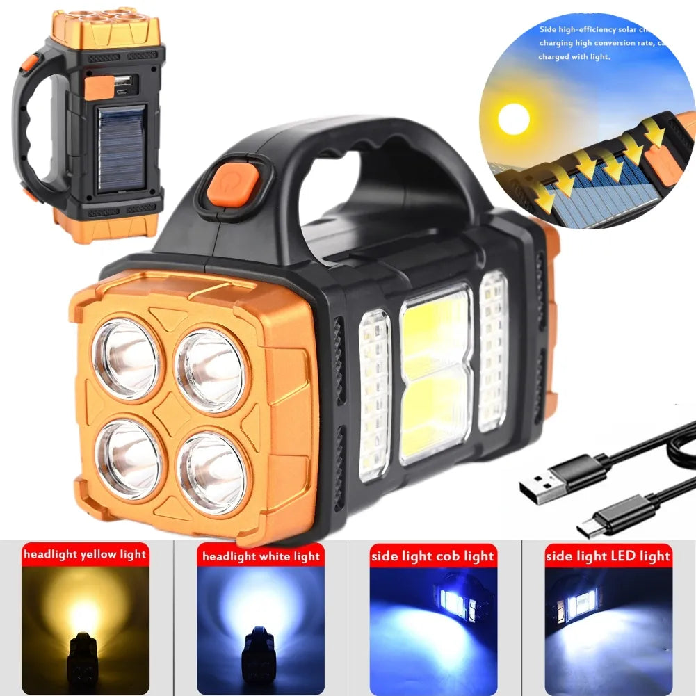 Portable tea camping maker-LED Floodlight Super Bright Solar LED COB Work Lights Flashlight USB Rechargeable Emergency Spotlight Outdoor Solar Torch Light