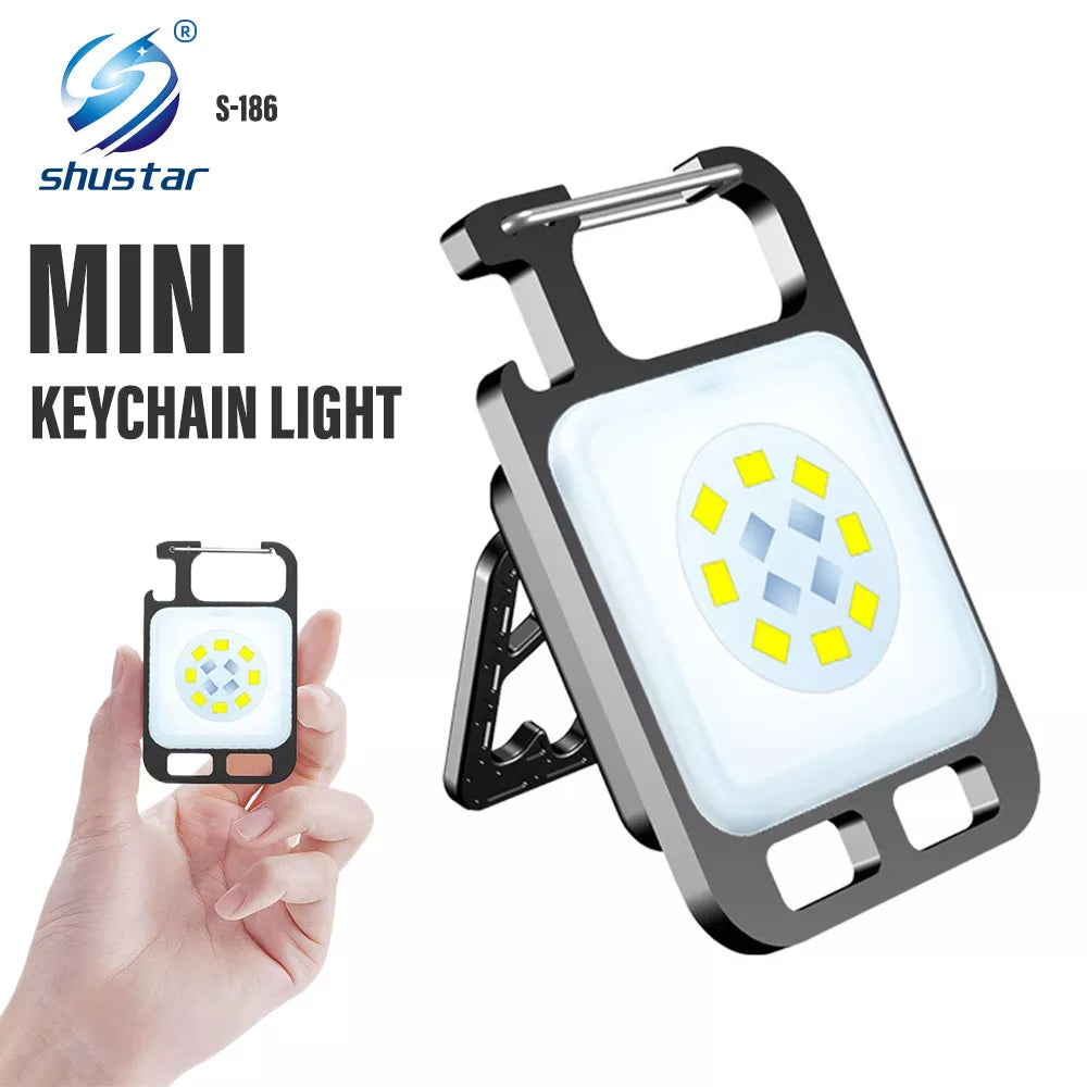 Rechargeable camping fan-MINI COB Keychain Flashlight Charging Lamp Camping Lights with Magnet 4 Lighting Modes for Camping, Home Use, Etc.