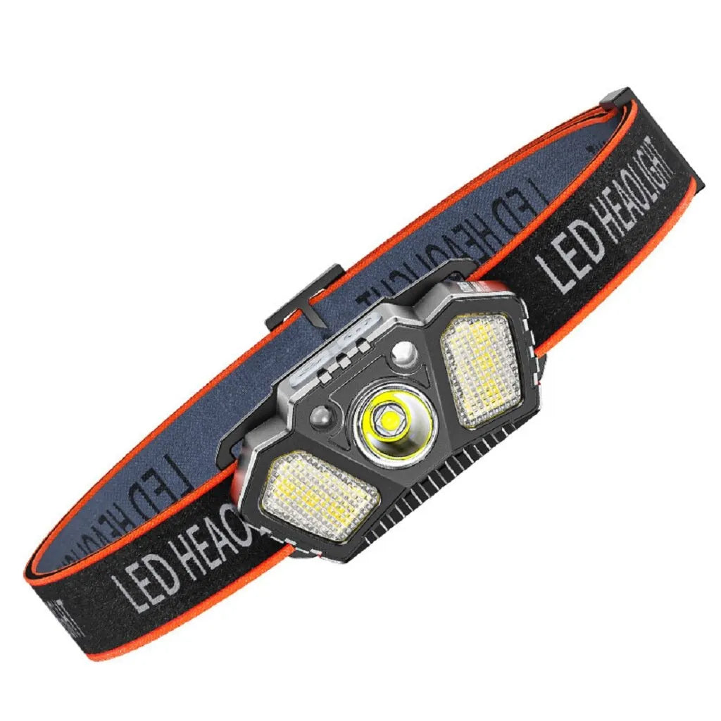 Weatherproof hiking tarp-Rechargeable Headlamp 5Modes XPE COB Adjust with Red Caution Light Gesture Control LED Head Lamp For Fishing Camping Hiking