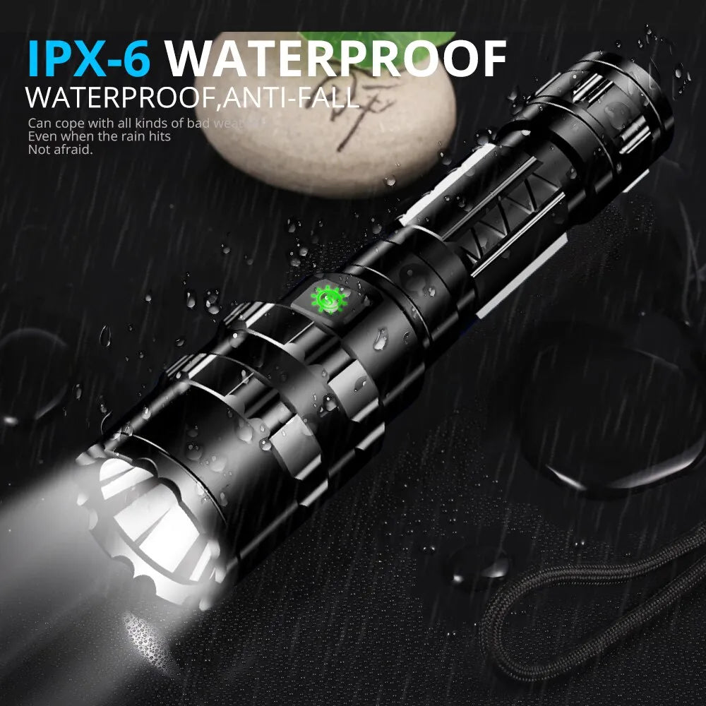 Waterproof hiking poncho-Professional Hunting Tactics Night Reconnaissance LED Flashlight L2 Lamp Beads Waterproof Rechargeable Outdoor Portable Torch