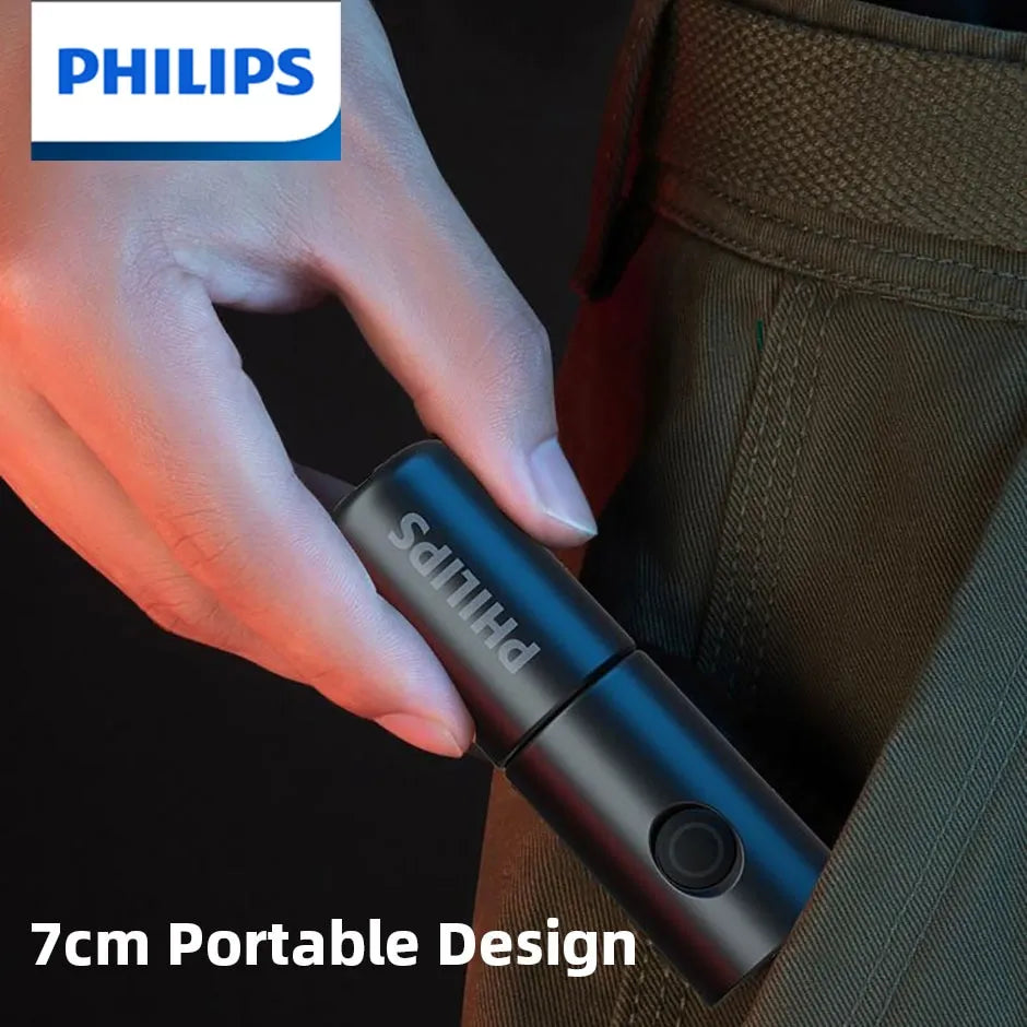 Compact hiking stove-Philips New 7cm LED Rechargeable Mini Portable Flashlight 7 Lighting Modes For Hiking And Travel Self Defense