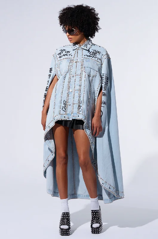 Reflective trekking cord-RHYTHM OF THE NIGHT DENIM CAPE