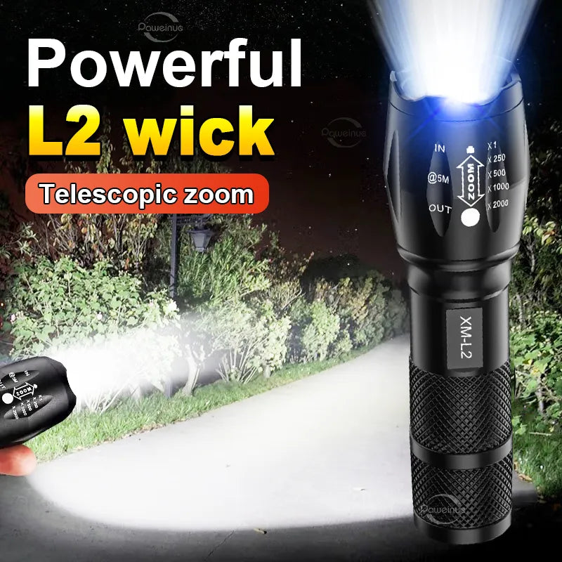 Portable espresso camping maker-Super Bright XM-L2 LED Flashlight 18650 Rechargeable Torch Most Powerful Flash Light 2000 Lumen High Power Lantern Camping Lamp