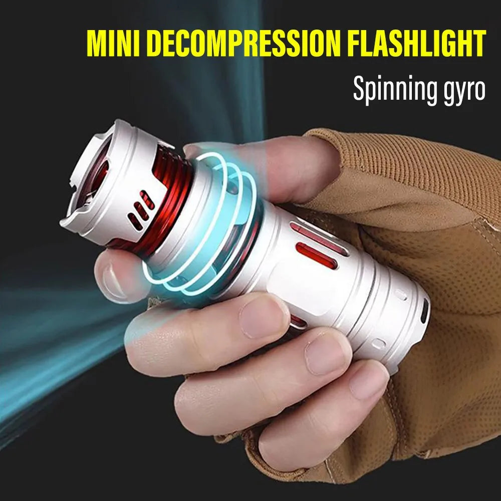 Weatherproof trekking stakes-Rechargeable High Power LED Flashlight Camping Torch Equipped with Decompression Rotatable Gyro Suitable for Outdoor,Adventure