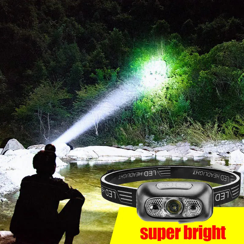 Adjustable hiking poles-Sensor Mini Rechargeable Powerful Headlamp Fishing Lamp Camping Waterproof Head Flashlight Hunting Hiking  USB LED Work Headlamp