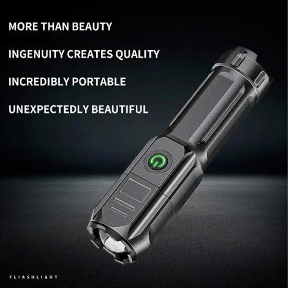 Adjustable hiking harness-LED Flashlight Outdoor Telescopic Zoom Strong Light USB Charging Mini Portable Spotlight Long Range Torch Lamp