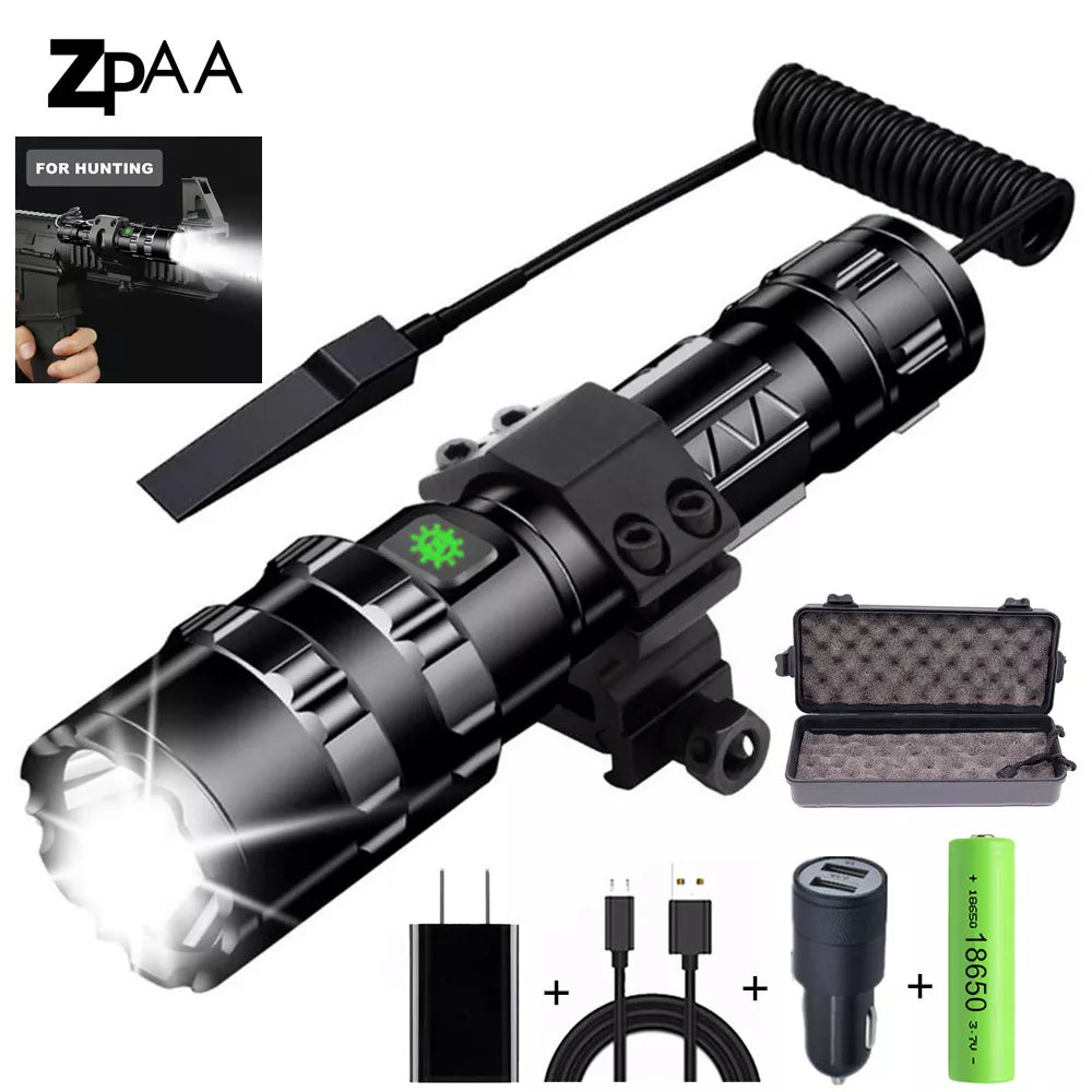 Adjustable trekking harness-High Lum Professional LED Flashlight for Hunting Tactical Night Scout Lights Set L2 Fish Light USB Rechargeable Waterproof Torch