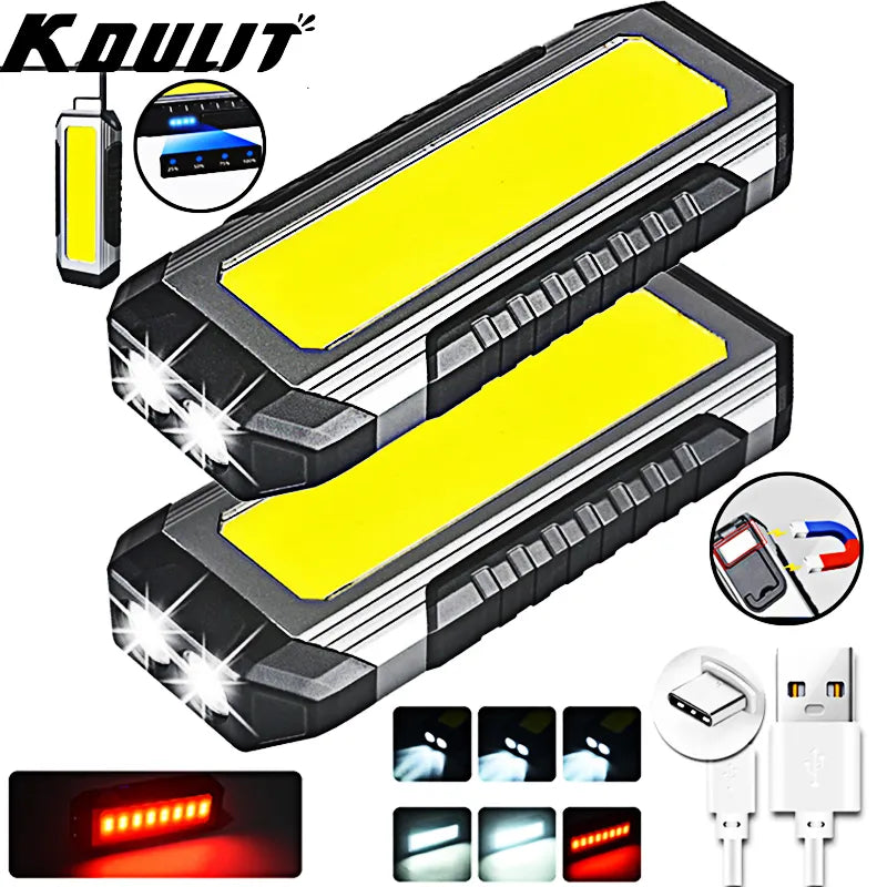 Quick-release hiking belt-KDULIT Waterproof with Magnet Flashlight Portable COB Work Light LED 4000mAh Flashlights Multimode 18650 Camping Torch Light