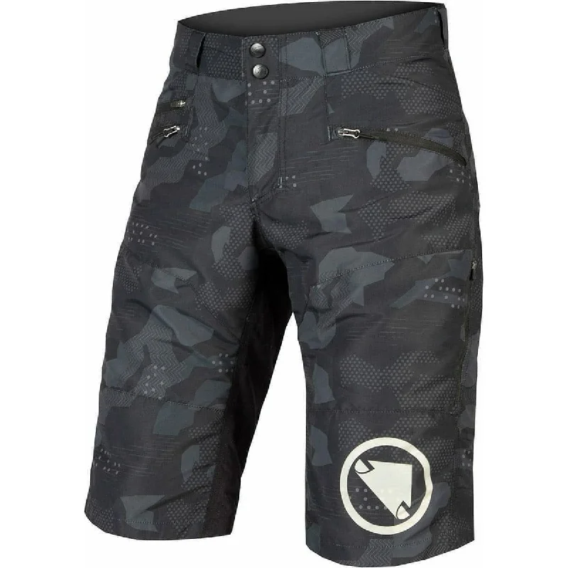 Windproof tent fabric-Endura SingleTrack II Mens Baggy Cycling Shorts - Black Camo