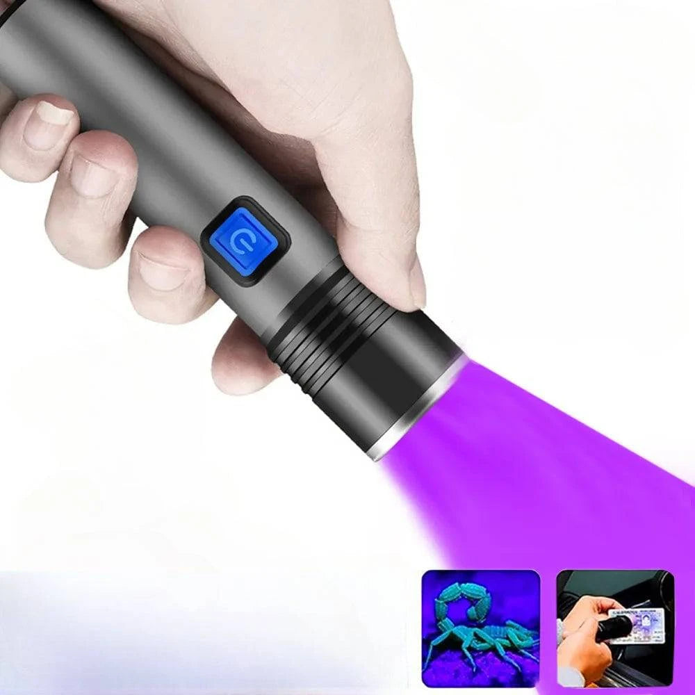 High-capacity hiking flask-395nm UV Flashlight Blacklight Zoomable USB Rechargeable UV Light Ultraviolet Flashlight for Pet Urine Detection Resin Curing