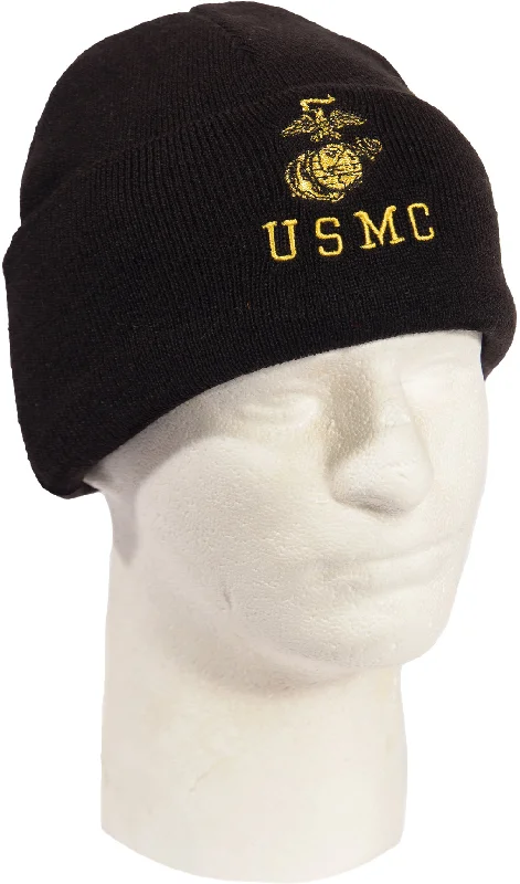 All-weather camping pad-Embroidered USMC Watch Cap with Gold Eagle, Globe, & Anchor Insignia