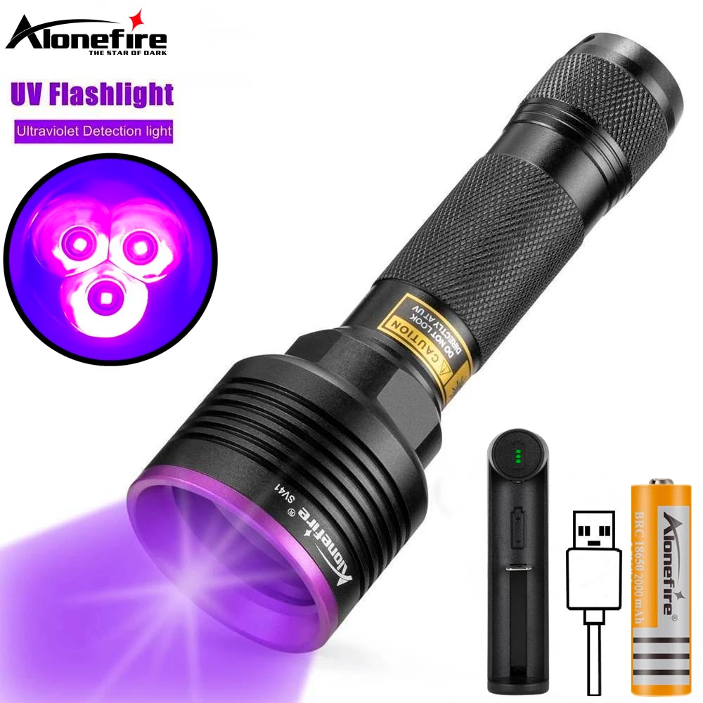 Waterproof hiking jacket-15W 3x LED UV Flashlight 365nm Ultraviolet Invisible Ink Marker Cat Dog Pet Skin Urine Tinea Ore Money Scorpion Detector Light