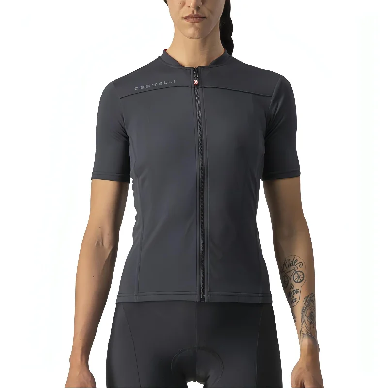 Weatherproof camping tent-Castelli Anima 3 Short Sleeve Womens Cycling Jersey - Black