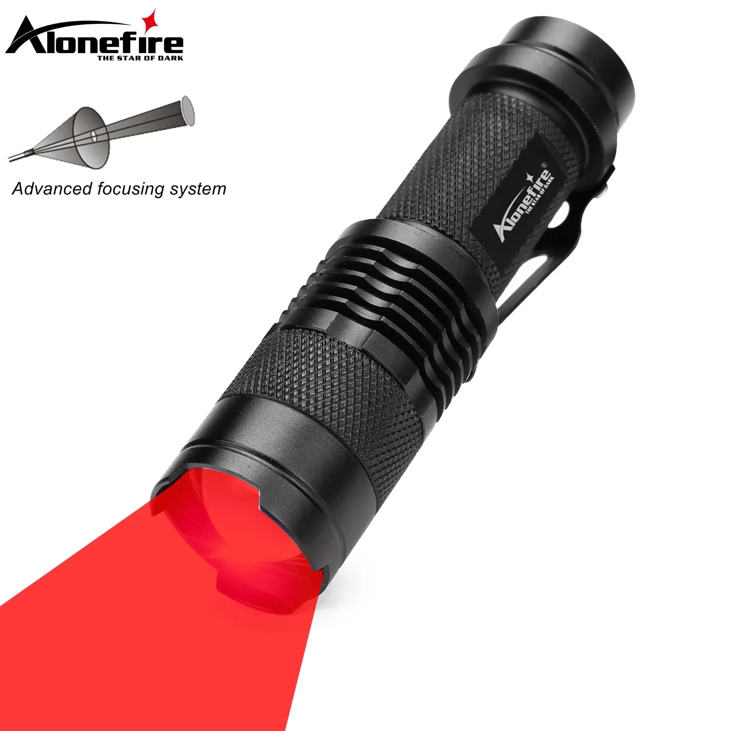 Adjustable camping strap-Zoom Red Light Flashlight Mini Hunting Bees Fishing Blood Vessels Astronomy Observe Star Travel Hotel Camera Detector Lamp Torch