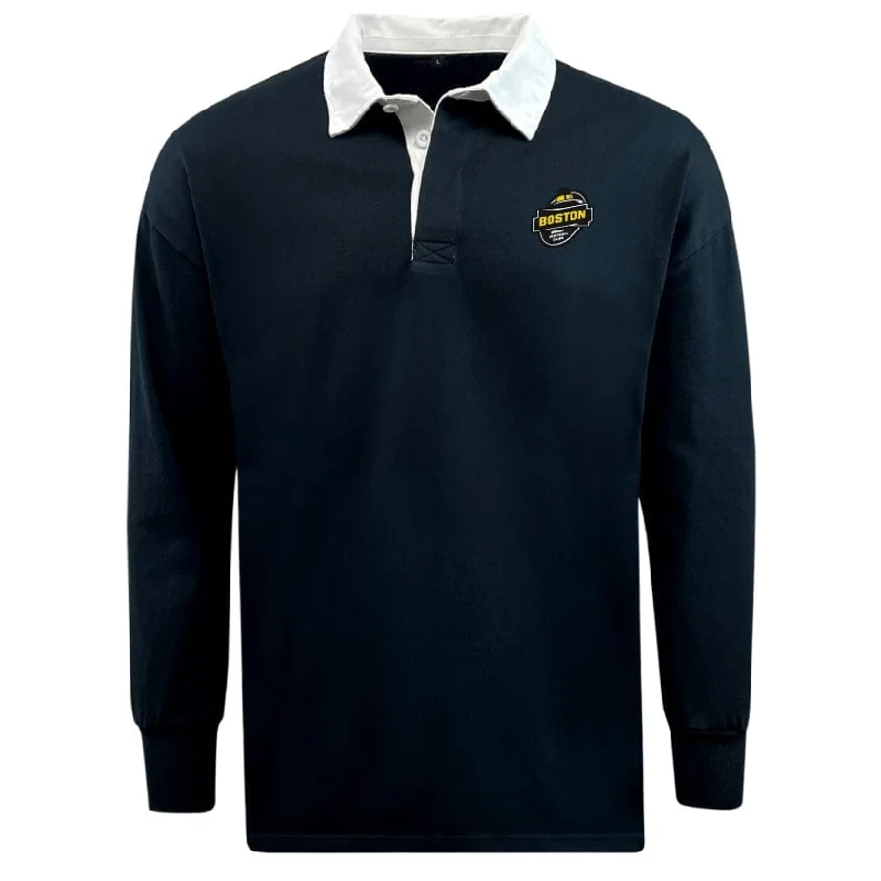 UV-protective hiking shirt-Boston RFC Retro Classic Long Sleeve Solid Rugby Jersey