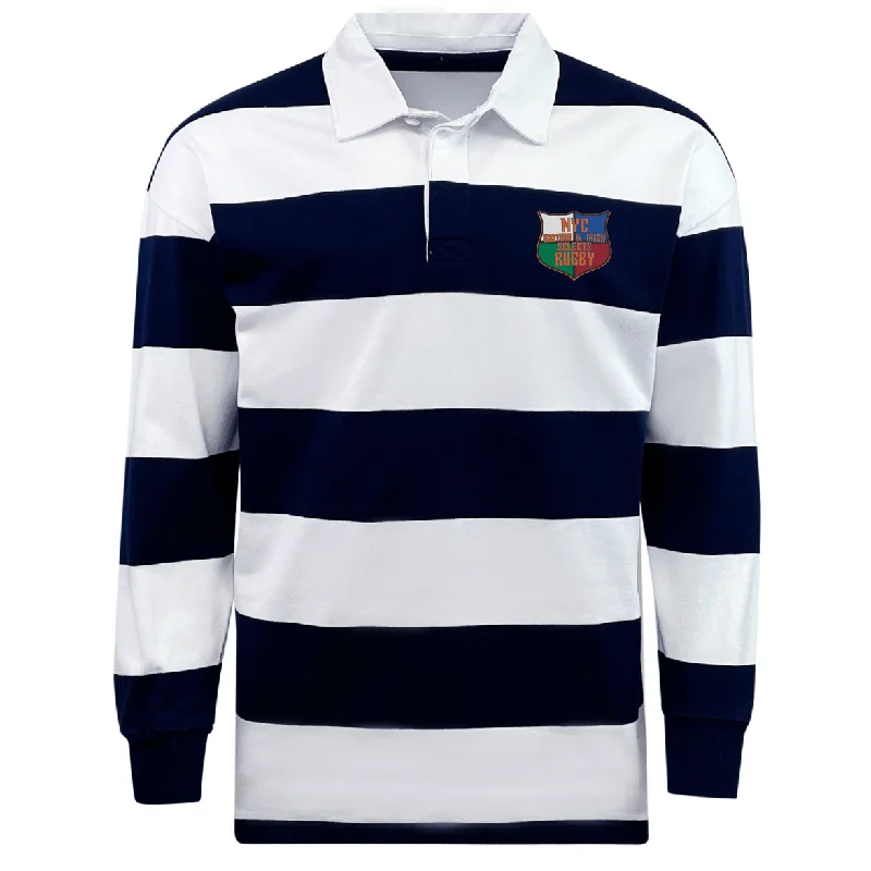 Anti-bug camping spray-NYC British and Irish Selects Classic Long Sleeve Hooped Rugby Jersey