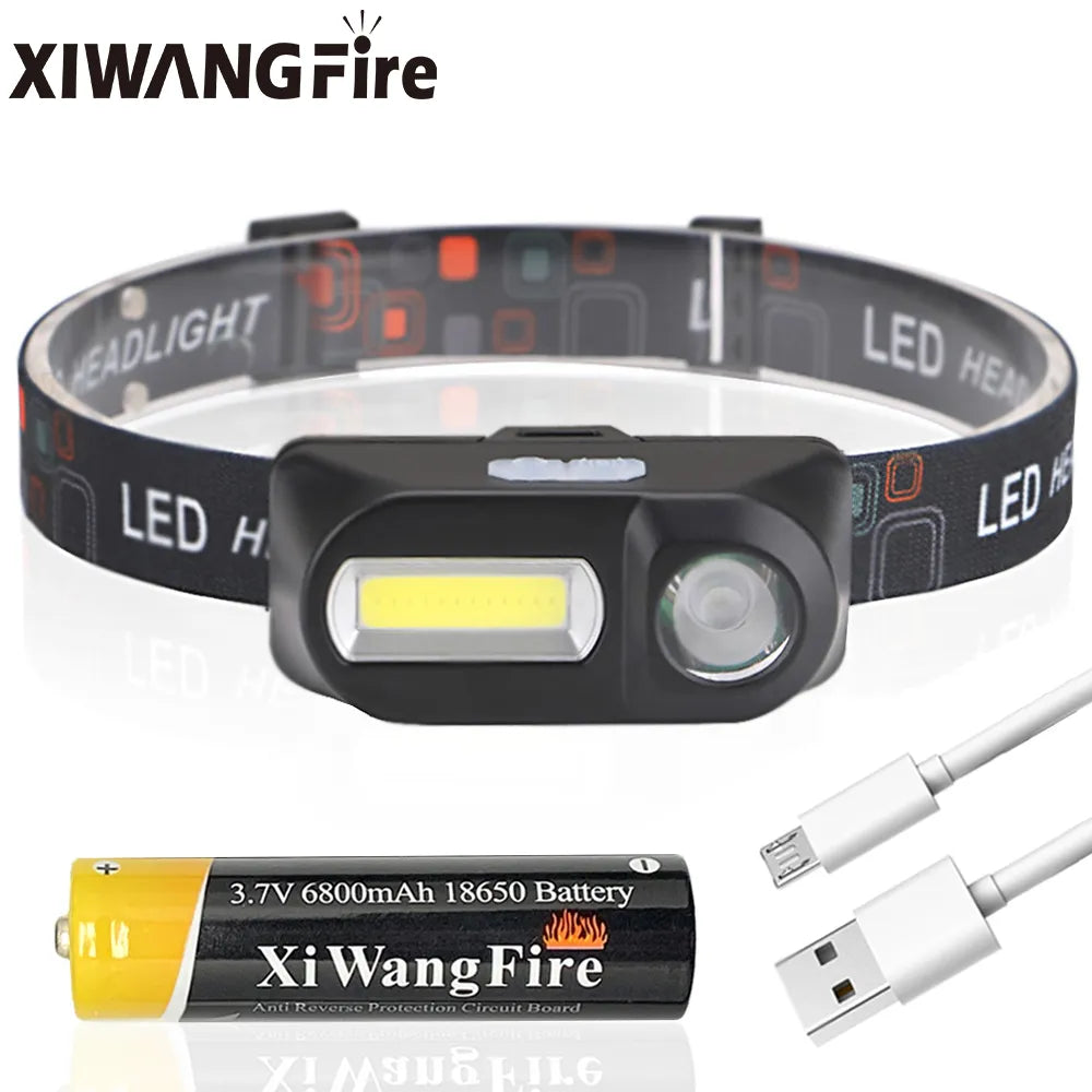 Lightweight camping stove-Portable Mini XPE+COB LED Headlamp USB Rechargeable Use 18650 Battery Head Lamp Camping Fishing Headlight Flashlight Torch