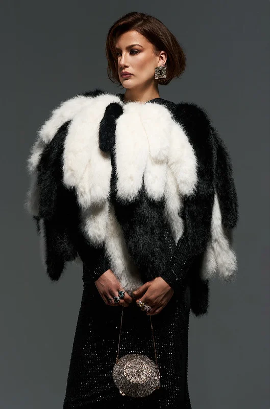 High-capacity trekking jug-RUN THIS TOWN FAUX FUR FOX TAIL CAPE