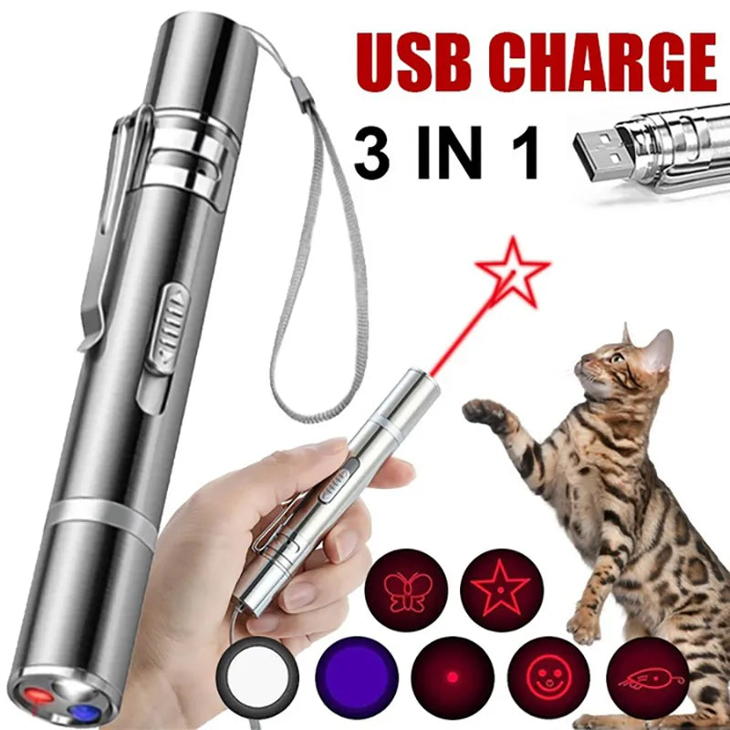 Non-stick trekking griddle-Cat Toys Laser Pointer with 5 Adjustable Patterns USB Recharge Laser Long Range Training Chaser Interactive Toy Dog Laser Pen