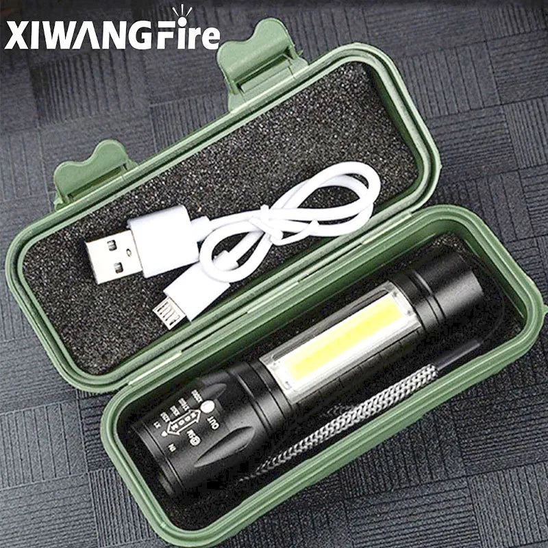 Solar-powered hiking charger-Portable Rechargeable Zoom LED Flashlight XP-G Q5 Mini Flash Light Torch Lantern 3 Lighting Modes Camping lamp