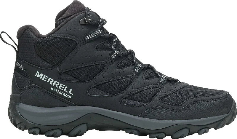 Reflective trail tape-Merrell West Rim Sport Thermo Mid Waterproof Mens Walking Boots - Black