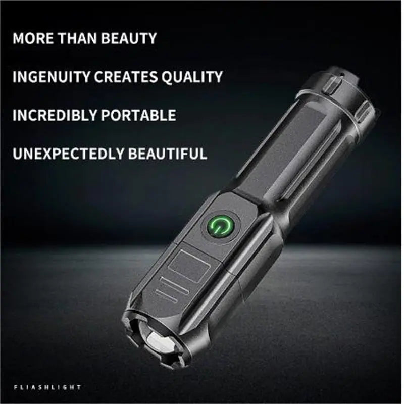 Weatherproof camping notebook-Flashlight Outdoor Lighting Lamp Telescopic Zoom Strong Light Flashlight USB Charging Small Portable Spotlight Long-Range Flood