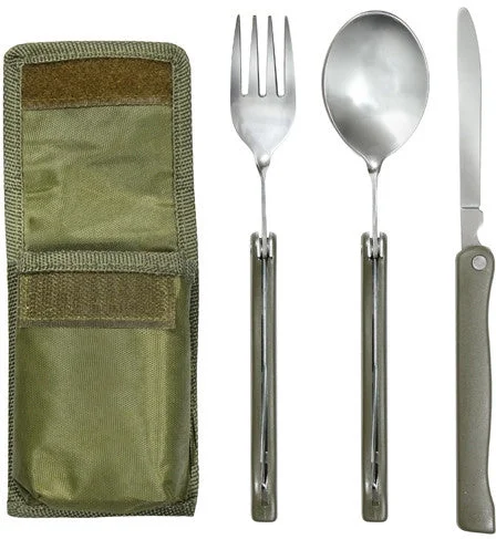 Rechargeable hiking GPS-Military GI Style 3 In 1 Chow Kit with Fork Spoon Knife & Pouch