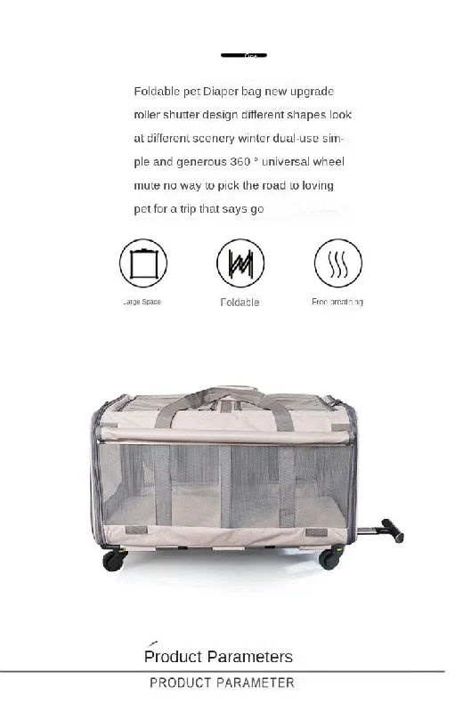 Collapsible water bottle camping-Customized pet trolley bag large space hatchback multi-cat carrying case cat bag portable breathable cat cage