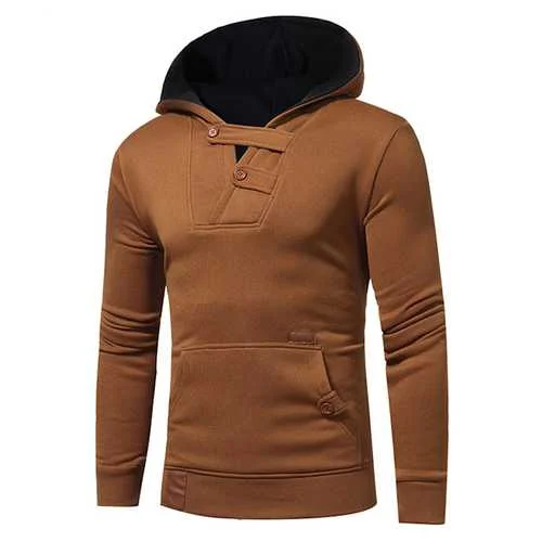 Lightweight hydration pack-Hit Color Hoodies Sweater Leisure Patchwork Cotton Button Soprts Hoodies Sweatshirts