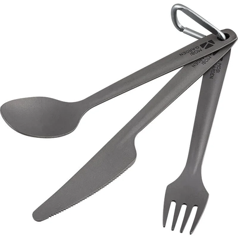 Durable hiking compass-MOBI GARDEN Titanium Knife & Fork & Spoon Set